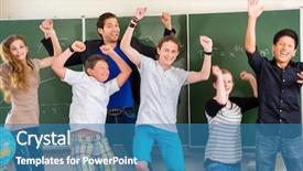  Presentation with math lesson - Slide set having a blackboard with math background and a teal colored foreground