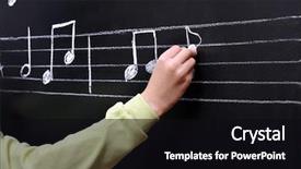 Presentation with music note - Audience pleasing PPT theme consisting of blackboard with musical note backdrop and a black colored foreground