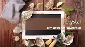  Presentation with oyster - Presentation featuring blackboard-with-oyster-lemon background and a tawny brown colored foreground
