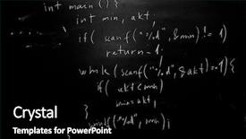  Presentation with programming - Slides enhanced with blackboard with programming source code background and a black colored foreground