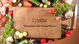  Presentation with blackboard - PPT theme consisting of blackboard-with-raw-vegetable background and a coral colored foreground