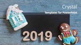  Presentation with rustic blackboard - Presentation having blackboard with santa claus hat and christmas decoration on wood rustic background with copy space for text background and a seafoam green colored foreground