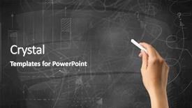  Presentation with hand holding plant - Slide set featuring blackboard with scribbles and plan background and a dark gray colored foreground