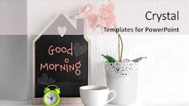  Presentation with coffee cup - PPT layouts featuring blackboard with text good morning background and a lemonade colored foreground