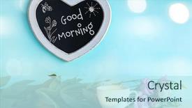  Presentation with blackboard english text welcome - Theme with blackboard with text good morning background and a cool aqua colored foreground