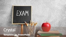  Presentation with exam - Slide set having blackboard with word exam notebooks background and a tawny brown colored foreground