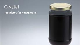  Presentation with blackcurrant - Slide set having blackcurrant jam in the glass container background and a gray colored foreground