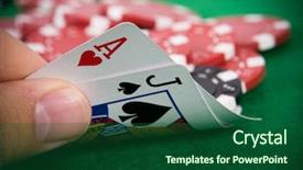  Presentation with black jack - Slides consisting of hearts and black jack background and a forest green colored foreground