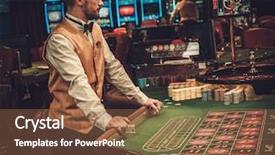  Presentation with casino - Slides consisting of dealers - dealer behind table background and a tawny brown colored foreground