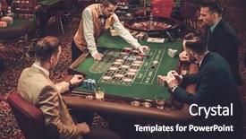  Presentation with gambling - Audience pleasing PPT layouts consisting of upper class friends gambling in a casino backdrop and a dark gray colored foreground
