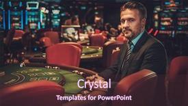  Presentation with gambling - Audience pleasing PPT theme consisting of upper class man behind gambling table in a casino backdrop and a tawny brown colored foreground
