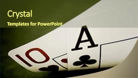  Presentation with blackjack - PPT theme consisting of resort casinos - blackjack close up on green background and a tawny brown colored foreground