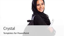  Presentation with female college student for health check up - Presentation design featuring blacks education - attractive female arabic college student background and a white colored foreground