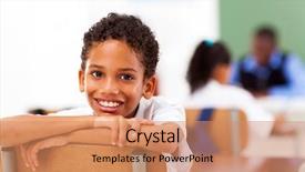  Presentation with bullying in school - Beautiful PPT layouts featuring blacks education - male primary school student backdrop and a coral colored foreground