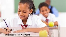  Presentation with classroom - Beautiful slides featuring blacks education - primary school students in classroom backdrop and a lemonade colored foreground