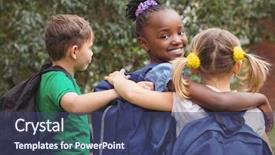  Presentation with elementary school - PPT layouts having blacks education - smiling students looking background and a ocean colored foreground