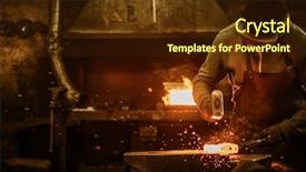  Presentation with molten - Audience pleasing PPT theme consisting of blacksmith forging the molten metal backdrop and a tawny brown colored foreground