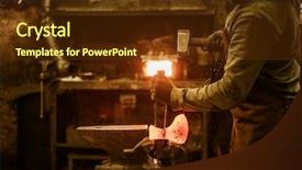 Presentation with molten - Presentation design featuring blacksmith forging the molten metal background and a tawny brown colored foreground