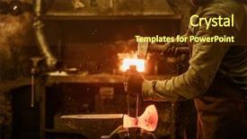  Presentation with molten - Slide set enhanced with blacksmith forging the molten metal background and a tawny brown colored foreground