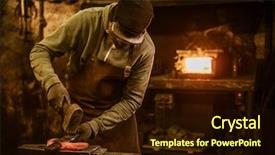  Presentation with molten - Beautiful slide deck featuring blacksmith forging the molten metal backdrop and a wine colored foreground