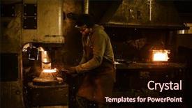 Presentation with molten - Slide set with blacksmith forging the molten metal background and a wine colored foreground