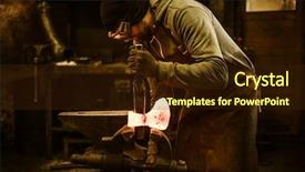 Presentation with molten - Presentation theme consisting of blacksmith forging the molten metal background and a wine colored foreground