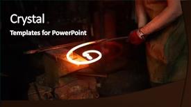  Presentation with hot metal - PPT theme with blacksmith holding hot molten metal background and a black colored foreground