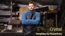  Presentation with harvest apron - PPT theme featuring blacksmith-in-leather-apron background and a wine colored foreground