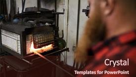 Presentation with furnace - Cool new slide deck with blacksmith standing by burning furnace backdrop and a tawny brown colored foreground