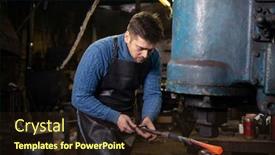  Presentation with hot metal - PPT theme enhanced with blacksmith-using-blacksmith-tongs background and a wine colored foreground