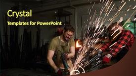  Presentation with hot metal - Presentation theme featuring blacksmiths holding hot molten background and a wine colored foreground