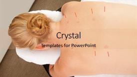  Presentation with needles - Theme consisting of bladder - acupuncture needles along back shu background and a coral colored foreground