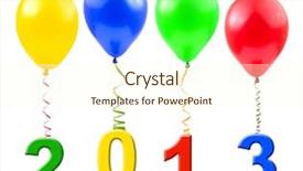  Presentation with balloons - PPT theme consisting of bladder - balloons and 2013 isolated background and a cream colored foreground