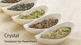  Presentation with seaweed - Presentation with bladder - bowls of seaweed diet supplements background and a coral colored foreground