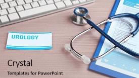  Presentation with workplace violence close up - Slide deck consisting of bladder - urologist workplace in office close background and a mint green colored foreground