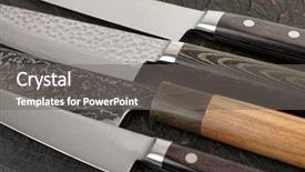  Presentation with black children babies hands - Presentation design with knife handles and blades close background and a gray colored foreground