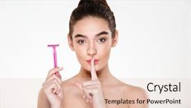  Presentation with clean - Presentation having blade - picture of serious woman background and a lemonade colored foreground