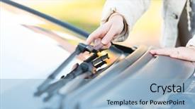  Presentation with blade - Beautiful PPT layouts featuring blade - woman's hand picking up windscreen backdrop and a light blue colored foreground