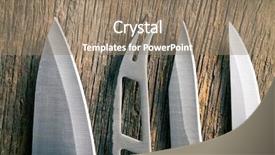  Presentation with knives - Presentation with blade of a kitchen knives background and a coral colored foreground