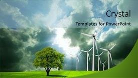  Presentation with blade - Beautiful PPT theme featuring blade turbine - environment backdrop and a light blue colored foreground