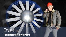  Presentation with wind tunnel - Colorful presentation theme enhanced with blades of a wind tunnel backdrop and a ocean colored foreground