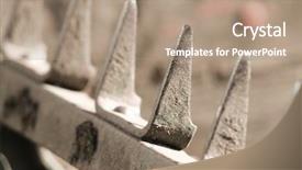  Presentation with earth moving construction heavy equipment - Slide deck having blades of earth moving equipment background and a coral colored foreground