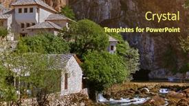  Presentation with bosnia - Theme featuring blagaj-dervish-house-bosnia background and a tawny brown colored foreground