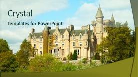  Presentation with house - PPT theme consisting of blair drummond house near stirling background and a cool aqua colored foreground