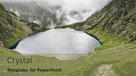  Presentation with lake - Presentation design enhanced with blake-lake-in-a-valley background and a yellow colored foreground