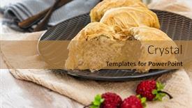  Presentation with protein - Colorful slide deck enhanced with blanched cabbage leaves surrounding a pork and turkey preparation and soy protein backdrop and a gold colored foreground