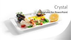  Presentation with seafood - Slides enhanced with blanched-seafood-cut-tomatoes background and a white colored foreground