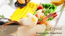  Presentation with seafood - Beautiful slide set featuring blanched-seafood-cut-tomatoes backdrop and a lemonade colored foreground