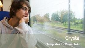  Presentation with dull - Colorful PPT theme enhanced with absent - bored young man staring backdrop and a gray colored foreground