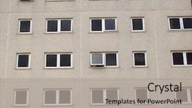  Presentation with sustainable urban policy cities - Presentation with urban inner city tower block background and a  colored foreground